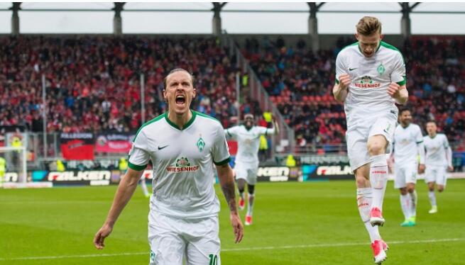 因戈尔施塔特2-4不莱梅 克鲁泽成为德甲下半程参与进球最多球员