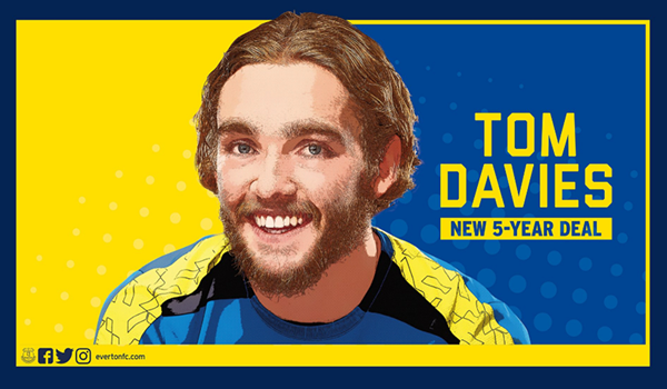 曼联1-1埃弗顿，官方：埃弗顿与汤姆-戴维斯续约五年
