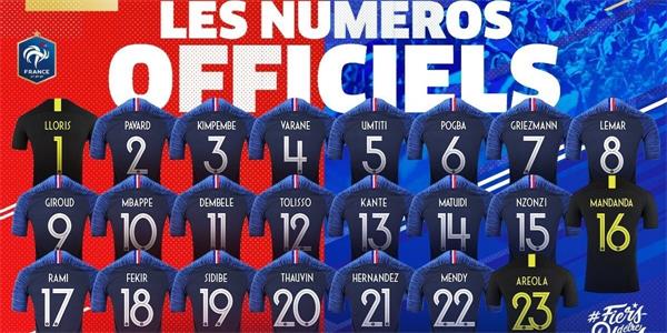 法国球衣号码公布
