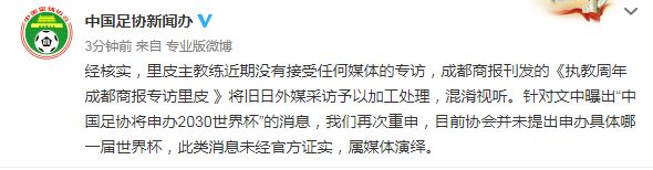 中国申办2030世界杯？足协：这是谣传！