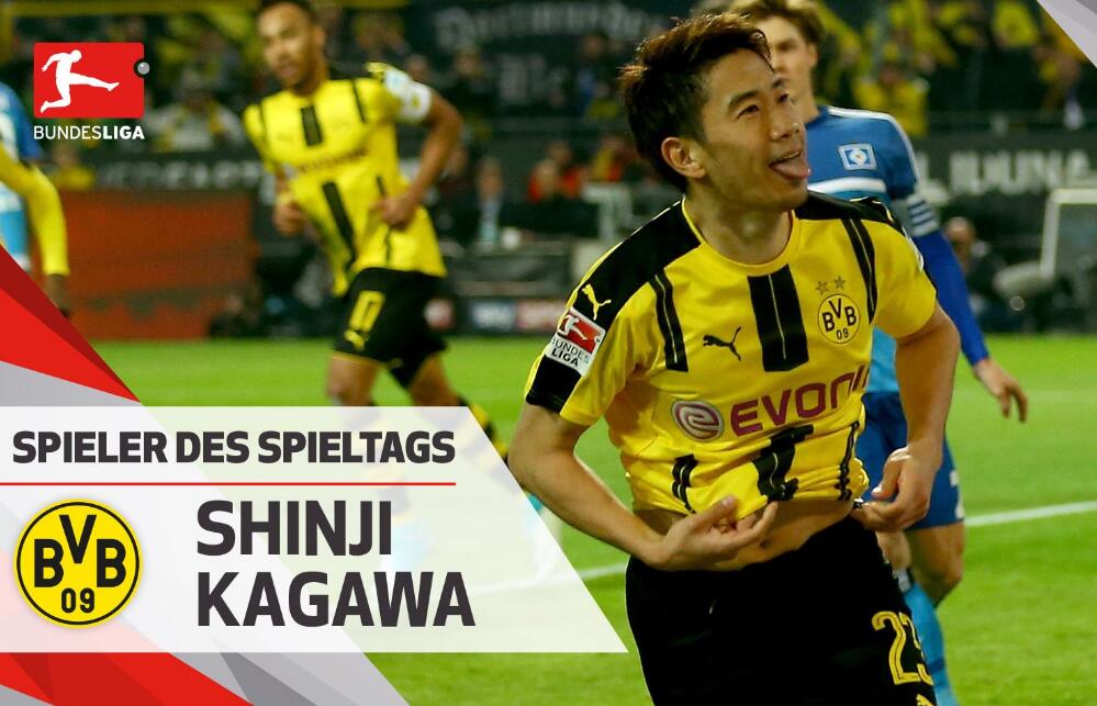 拜仁VS多特，香川真司当选德甲第27轮最佳球员